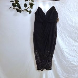 Strapless Lace Dress Sweetheart Neckline SZ Med With Built In Slip